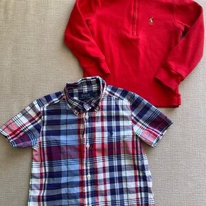 Polo by Ralph Lauren Kids Red Pullover and Blue Plaid Shirt